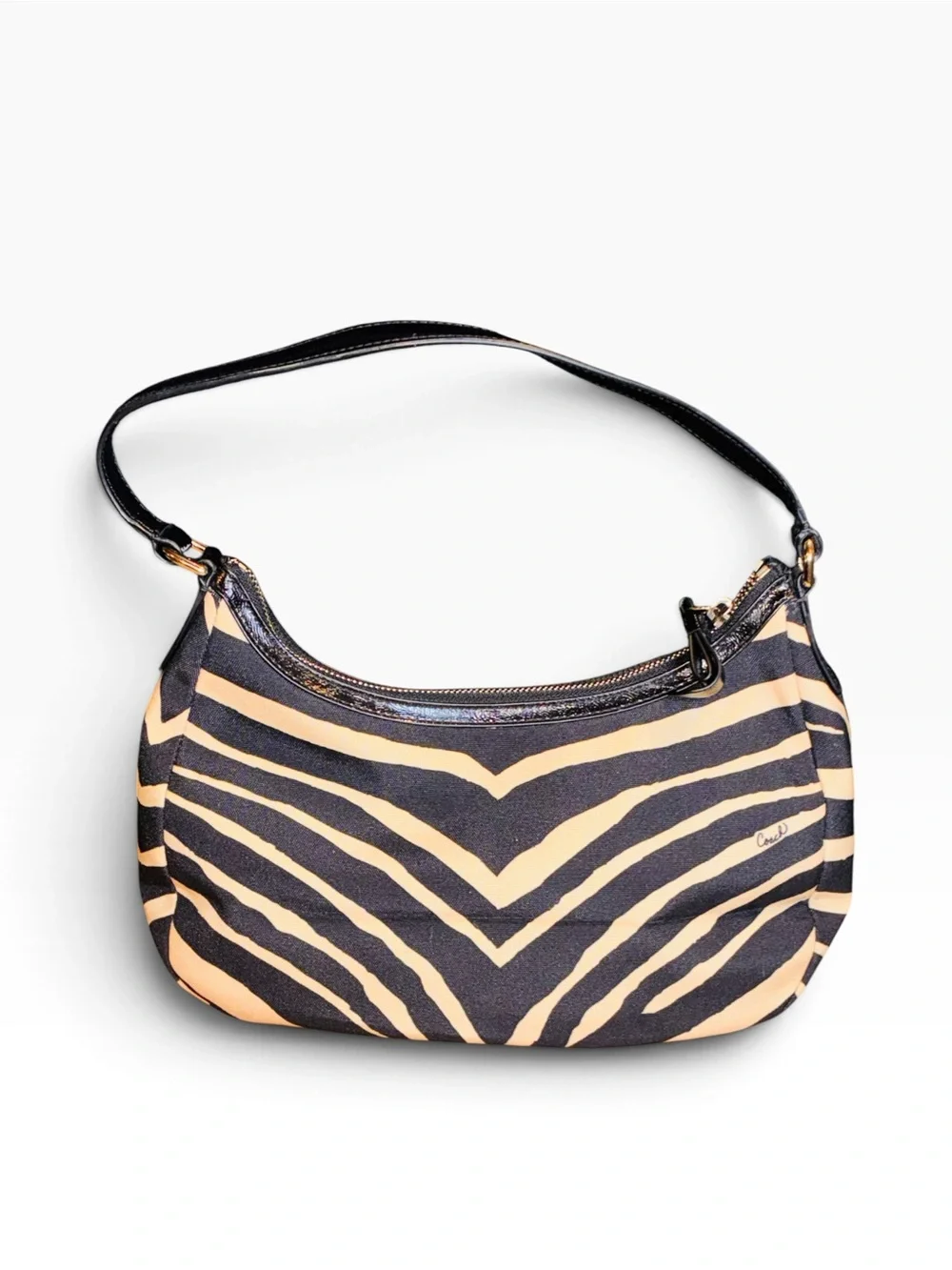 Coach Demi Shoulder Bag Zebra Print Black & Light Tan/Cream no. L1380-F2786